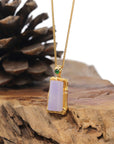 Baikalla 18K Yellow Gold "Bamboo" Natural Lavender Jadeite Jade Pendant W/ Natural Diamonds