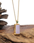Baikalla 18K Yellow Gold "Bamboo" Natural Lavender Jadeite Jade Pendant W/ Natural Diamonds