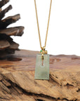 Baikalla 18k Yellow Gold Icy Green Jadeite Jade Pendant W/ Natural Diamonds
