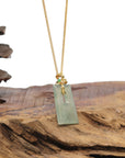 Baikalla 18k Yellow Gold Icy Green Jadeite Jade Pendant W/ Natural Diamonds