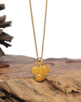 Baikalla Natural Deep Yellow Jadeite Jade Pendant W/ 18ky Gold Bail