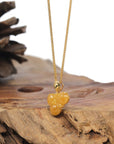 Baikalla Natural Deep Yellow Jadeite Jade Pendant W/ 18ky Gold Bail