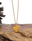 Baikalla Natural Deep Yellow Jadeite Jade Pendant W/ 18ky Gold Bail