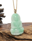 Baikalla 14K Yellow Gold "Guan Yin" Apple-Green Jadeite Jade Pendant W/ Natural Diamonds