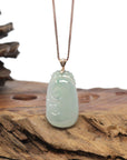 Baikalla 18K Rose Gold  "Ruyi" Natural Icy Light Green Jadeite Jade Pendant W/ Natural Diamonds