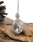 Baikalla 18K White Gold Natural Lavender Jadeite Jade Pendant W/ Natural Diamonds & Imperial Jade