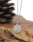 Baikalla "Ping An Kou" (Good Luck Button) 18K White Gold Natural Icy White Jadeite Jade Pendant W/ Natural Diamonds