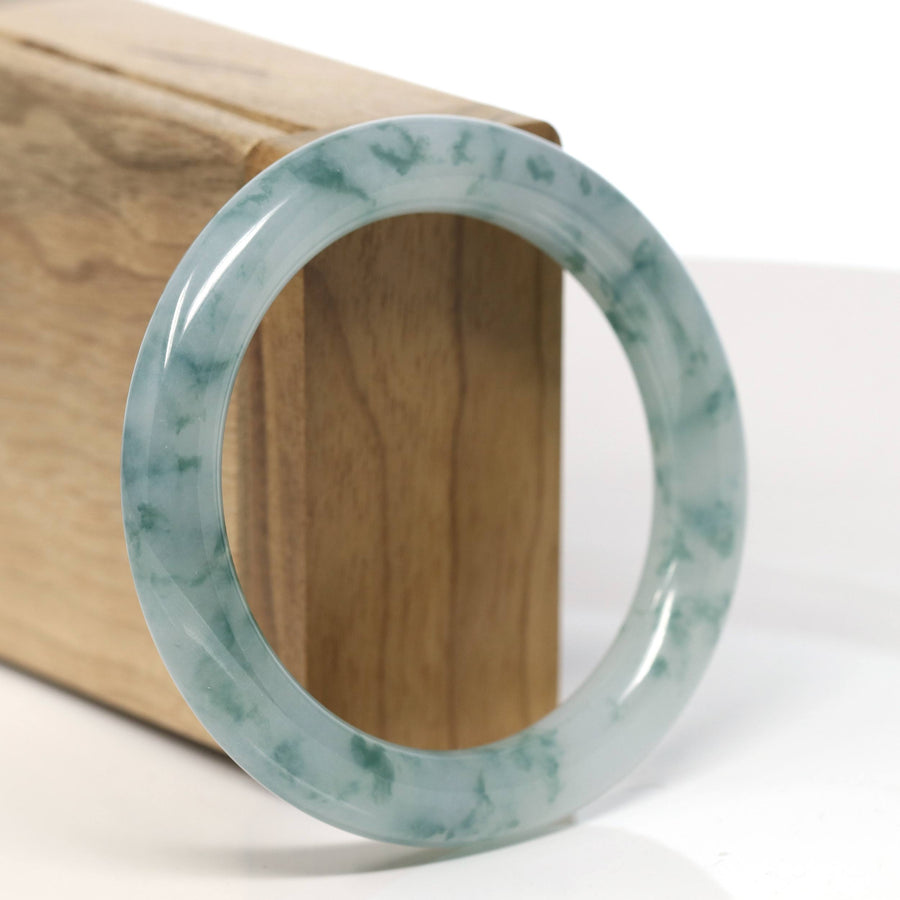 Baikalla Natural Ice Blue Green Jadeite Jade Bangle Bracelet (54.4mm) #T584