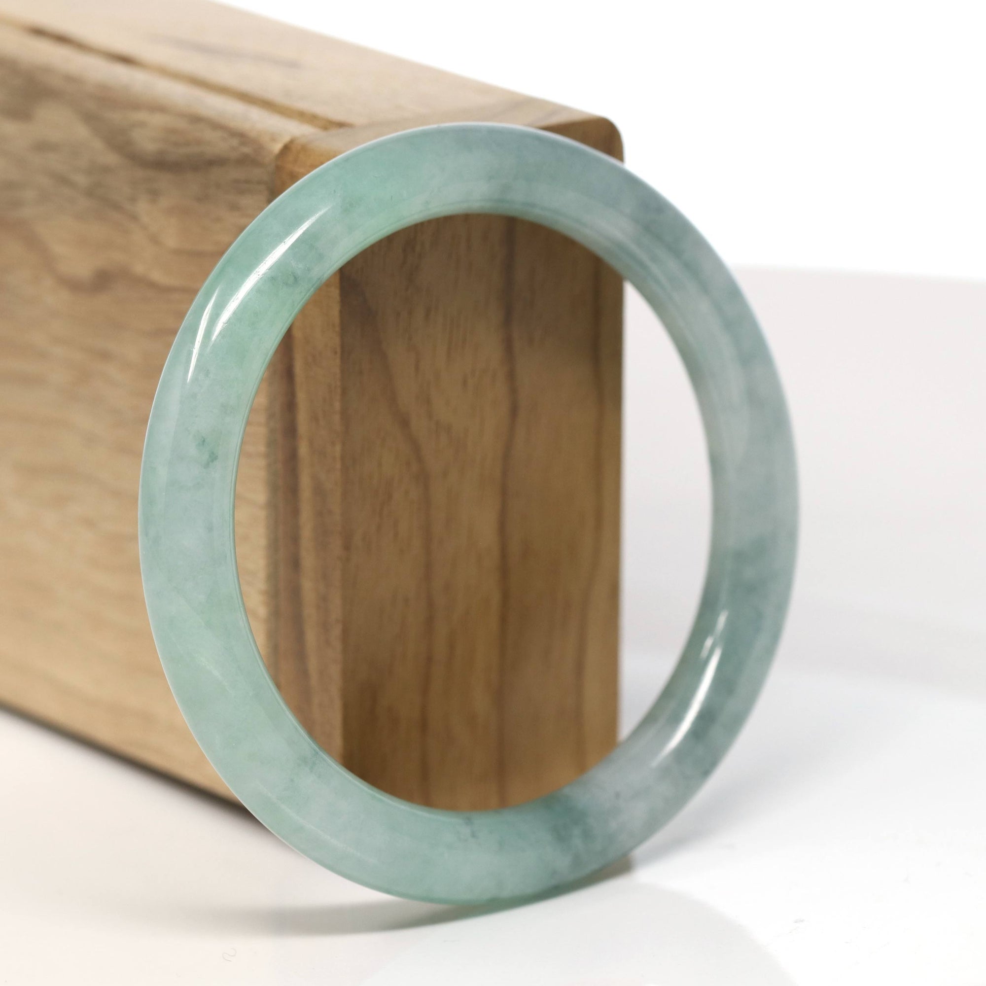 Baikalla Natural Green Jadeite Jade Bangle Bracelet (55.2 mm) 