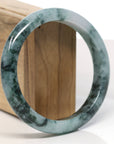 Baikalla Natural Blue-Green Jadeite Jade Bangle Bracelet (62.8mm) 