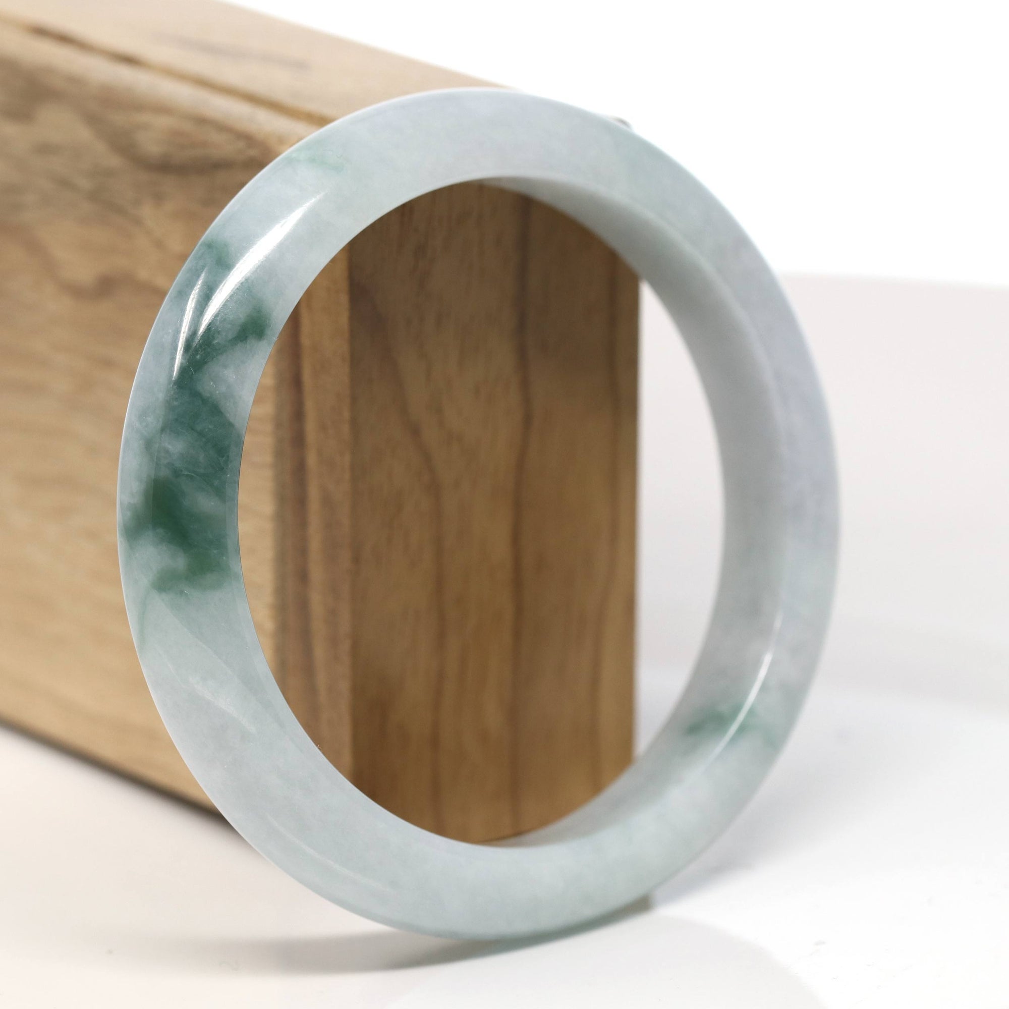 Baikalla Natural Blue-Green Jadeite Jade Bangle Bracelet (59.6mm) 