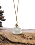 Burmese Jadeite Jade Happy Buddha Necklace With 18K Gold Bail