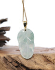 Genuine Ice Green Jadeite Jade Jin Zhi Yu Ye (Leaf) Necklace