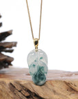 Genuine Ice Green Jadeite Jade Jin Zhi Yu Ye (Leaf) Necklace
