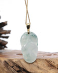 Genuine Ice Green Jadeite Jade Jin Zhi Yu Ye (Leaf) Necklace