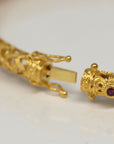 18K Yellow Gold & Imperial Jadeite Jade Bangle With Colors Gems