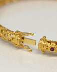 18K Yellow Gold & Imperial Jadeite Jade Bangle With Colors Gems