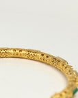 18K Yellow Gold & Imperial Jadeite Jade Bangle With Colors Gems