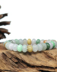 Genuine High Jadeite Jade Round Multiple Colors Beads Bracelet ( 10.5 *7 mm)