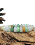 Genuine High Jadeite Jade Round Multiple Colors Beads Bracelet ( 10.5 *7 mm)