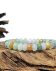 Genuine High Jadeite Jade Round Multiple Colors Beads Bracelet ( 10.5 *7 mm)