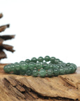 Genuine High Jadeite Jade Round Green Beads Bracelet ( 6.5 mm)