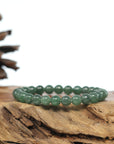 Genuine High Jadeite Jade Round Green Beads Bracelet ( 6.5 mm)