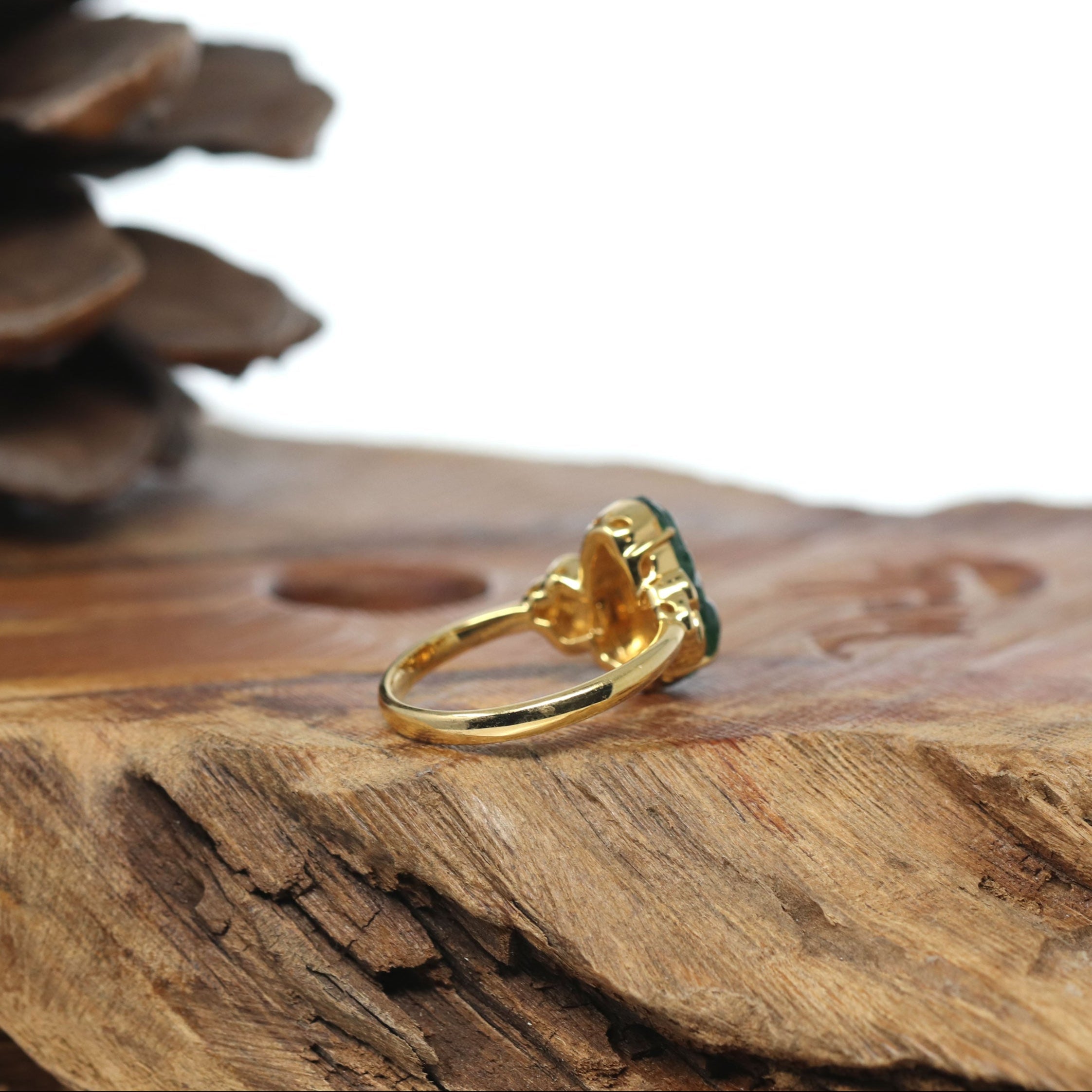 Baikalla 18k Gold Natural Imperial Green Jadeite Jade Pixiu Ring w