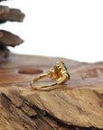 Baikalla 18k Gold Natural Imperial Green Jadeite Jade Pixiu Ring w/ Money Coin Design