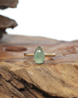 Baikalla 18k Gold Natural Ice Green Pear Shape Jadeite Jade Ring