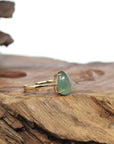 Baikalla 18k Gold Natural Ice Green Pear Shape Jadeite Jade Ring