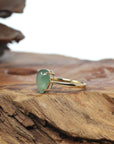 Baikalla 18k Gold Natural Ice Green Pear Shape Jadeite Jade Ring