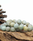 Natural Jadeite Jade Round Beads Bracelet ( 13.5 mm ) For Men