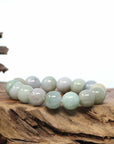 Natural Jadeite Jade Round Beads Bracelet ( 13.5 mm ) For Men