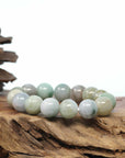 Natural Jadeite Jade Round Beads Bracelet ( 13.5 mm ) For Men
