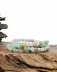 Genuine High Jadeite Jade Round Multiple Colors Beads Bracelet ( 5.5 mm)
