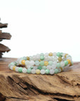 Genuine High Jadeite Jade Round Multiple Colors Beads Bracelet ( 5.5 mm)