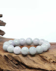 Genuine Jadeite Jade Round Lavender Beads Bracelet ( 11.5 mm)