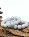 Genuine Jadeite Jade Round Lavender Beads Bracelet ( 11.5 mm)