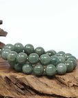 Natural Jadeite Jade Round Beads Bracelet ( 12.5 mm ) For Men