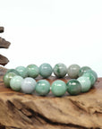 Natural Jadeite Jade Round Beads Bracelet ( 13.5 mm ) For Men