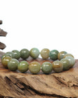 Natural Jadeite Jade 13mm Round Beads Bracelet ( 13 mm ) For Men