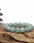 Natural Jadeite Jade Round Beads Bracelet ( 12.5 mm ) For Men
