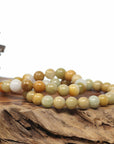 Genuine Jadeite Jade Round Yellow Beads Bracelet (9.5mm)