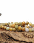 Genuine Jadeite Jade Round Yellow Beads Bracelet (9.5mm)