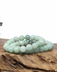 Baikalla Natural Jadeite Jade Round Green Beads Bracelet (9.5mm)