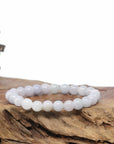 Baikalla Natural Jadeite Jade Round Light Lavender Beads Bracelet (8 mm)