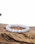 Baikalla Natural Jadeite Jade Round Light Lavender Beads Bracelet (8 mm)