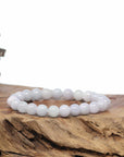 Baikalla Natural Jadeite Jade Round Light Lavender Beads Bracelet (8 mm)