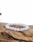 Baikalla Natural Jadeite Jade Round Light Lavender Beads Bracelet (8 mm)